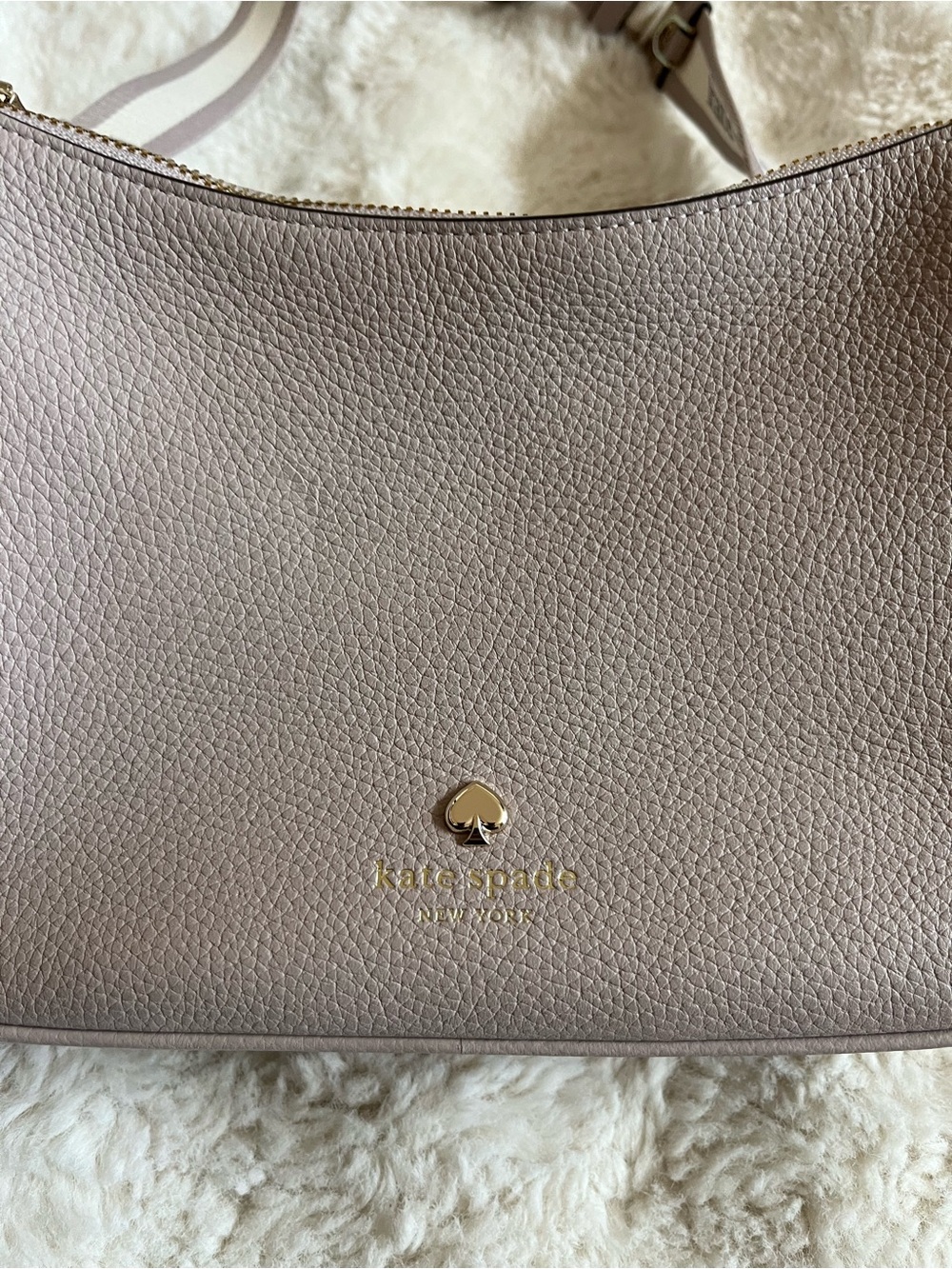 Kate Spade Pebbled Leather Shoulder Bag Grey with Gold Hardware EUC - Picture 7 of 14